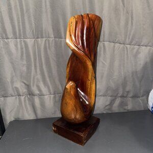 Wooden  Abstract Sculpture Bird Statue Hand Carved Unsigned Unbranded 16”Lx5”W